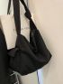 Pocket Side Hobo Bag Black Polyester