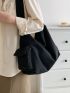 Pocket Side Hobo Bag Black Polyester