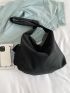 Pocket Side Hobo Bag Black Polyester