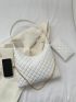 Quilted Pattern Hobo Bag Chain Decor With Purse