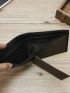 Letter Graphic Small Wallet Bifold Black Vintage