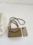 Small Square Bag Elegant Khaki Flap Adjustable-strap