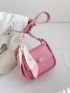 Mini Square Bag Twilly Scarf Decor PU Pink