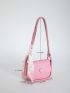 Mini Square Bag Twilly Scarf Decor PU Pink