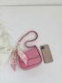 Mini Square Bag Twilly Scarf Decor PU Pink