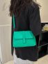 Chevron Square Bag Buckle Decor Neon Green PU Fashion