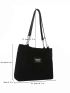 Letter Patch Decor Square Bag Geometric Embossed