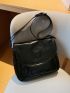 Black Square Bag Vintage Flap Adjustable Strap PU