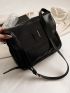 Black Square Bag Vintage Flap Adjustable Strap PU