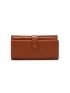 Brown Long Wallet Elegant Button Detail Multifunction PU