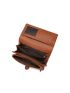 Brown Long Wallet Elegant Button Detail Multifunction PU