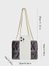 Gray Square Bag Fashionable Quilted Detail Push Lock Flap Chain Polyester