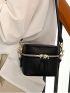 Mini Bucket Bag Zip Front PU Black