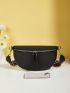 Litchi Embossed Fanny Pack Fashionable Geometric Pattern Adjustable Strap PU, Mothers Day Gift For Mom