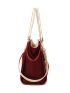 Colorblock Shoulder Tote Bag Contrast Binding With Bag Charm