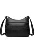 Black Hobo Bag Elegant Textured Multi Zipper PU