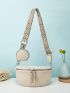 Litchi Embossed Fanny Pack With Coin Purse Chevron Strap Fashionable PU, Mothers Day Gift For Mom