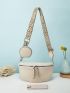 Litchi Embossed Fanny Pack With Coin Purse Chevron Strap Fashionable PU, Mothers Day Gift For Mom