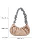 Apricot Ruched Bag Fashionable Rhinestone Decor PU