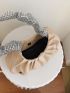 Apricot Ruched Bag Fashionable Rhinestone Decor PU