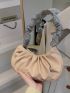 Apricot Ruched Bag Fashionable Rhinestone Decor PU