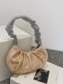 Apricot Ruched Bag Fashionable Rhinestone Decor PU