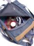 Two Tone Classic Backpack With Pompom Charm Casual For Travel