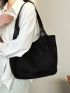 Large Capacity Tote Bag Minimalist Black PU