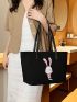 Large Capacity Shoulder Tote Bag Cute Cartoon Rabbit Print