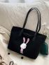 Large Capacity Shoulder Tote Bag Cute Cartoon Rabbit Print