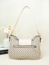 Plaid Pattern Hobo Bag Fashionable Button Detail Flap PU