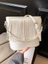Medium Bucket Bag Fringe Decor Minimalist Solid Color