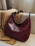 Large Vintage Shoulder Bag Stitch Detail Hobo Bag