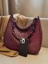 Large Vintage Shoulder Bag Stitch Detail Hobo Bag