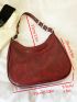 Large Vintage Shoulder Bag Stitch Detail Hobo Bag