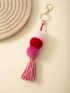 Colorblock Bag Charm Tassel Decor