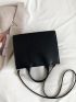 Medium Square Bag Quilted Letter Embossed Double Handle