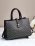 Braided Pattern Top Handle Bag Double Handle Fashion Style