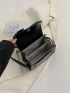 Mini Messenger Bag Fashionable Black Buckle Decor Flap PU