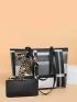 Elegant Colorblock Tote Bag, Women's Trendy Zipper Handbag, Casual Large Capacity Shoulder Bag, Best Work Bag For Women