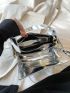 Minimalist Baguette Bag Flap Metallic Funky