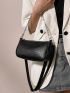 Crocodile Embossed Baguette Bag Small Chain Decor Black