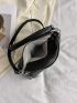 Crocodile Embossed Baguette Bag Small Chain Decor Black