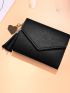 Tassel Decor Small Wallet Trifold PU
