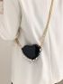 Crocodile Embossed Novelty Bag Faux Pearl Beaded Mini