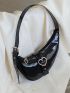 Small Saddle Bag Buckle & Heart Decor PU