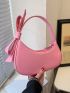 Medium Novelty Bag Bow Decor PU Pink