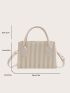 Mini Square Bag Stripe Pattern Double Handle