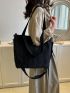 Snap Button Shopper Bag Corduroy Black