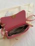 Metal Lock Baguette Bag Flap Chain Pink PU Fashionable